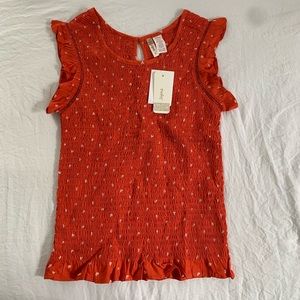 Tank top, orange with white flowers